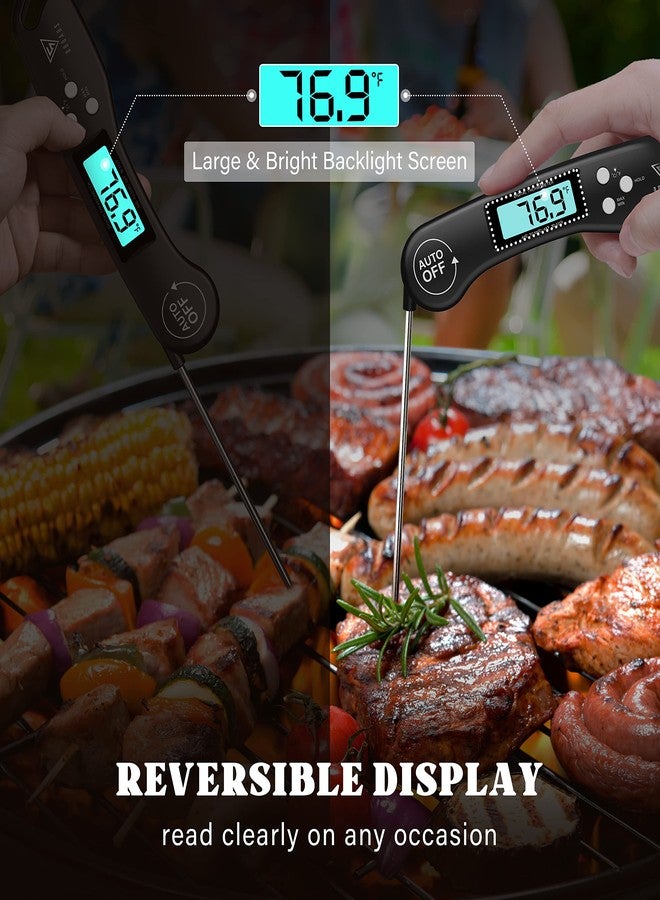 DOQAUS Digital Meat Thermometer, Instant Read Food Thermometer for Cooking with Backlit & Auto-Rotating Display, 4.6” Probe for Grilling, Baking, and Perfect BBQ - Black - Image 5